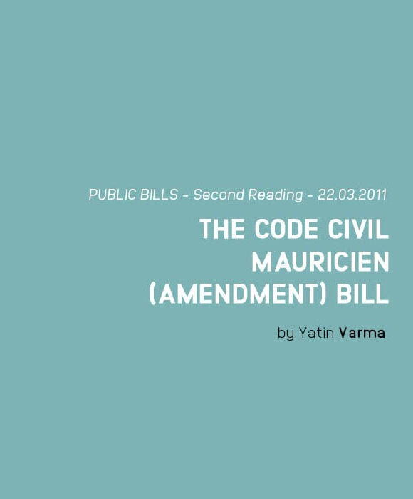 THE CODE CIVIL MAURICIEN (AMENDMENT) BILL (No. XV of 2010)